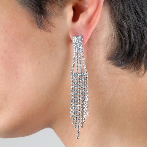 Crystal Chandelier Earrings -NEW- Pierced - Picture 2 of 3